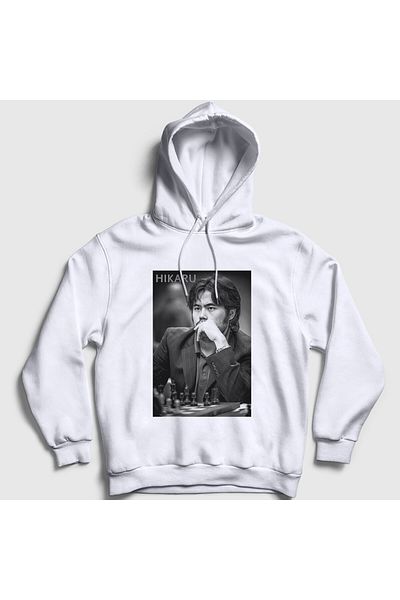 Presmono Φούτερ Hikaru Nakamura Unisex με λευκή κουκούλα - Big Chess 423650 ττ
