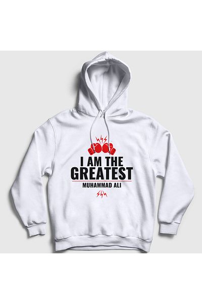 Presmono Λευκό φούτερ Unisex με κουκούλα Muhammad Ali - Greatest Model 230392 ττ