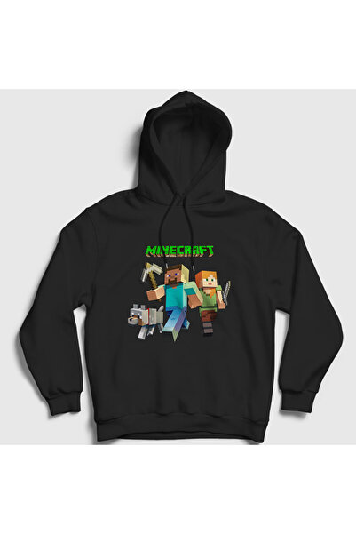 Presmono Unisex Siyah Miners Minecraft Kapüşonlu Sweatshirt 29601tt
