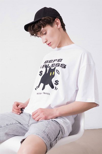 Trendiz Λευκό μπλουζάκι Unisex Befearless Cat