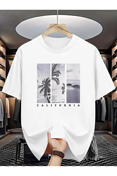 Karatopak Μπλουζάκι με εικόνες της Καλιφόρνιας με τυπωμένο Unisex Oversize Cr...