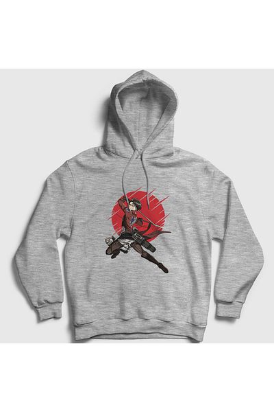 Presmono Φούτερ με γκρι κουκούλα Anime Attack On Titan Unisex - 123842 ττ