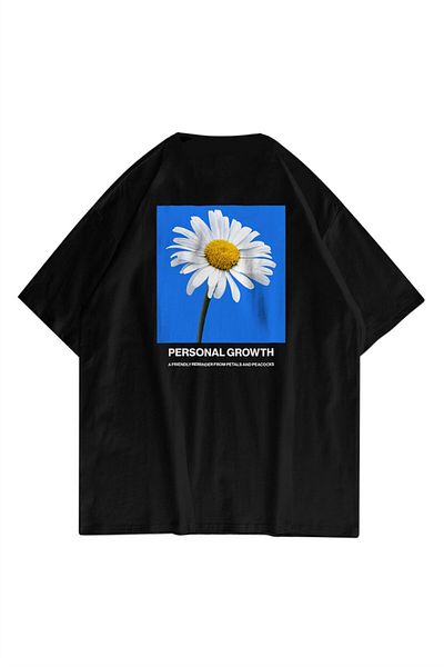 Trendiz Μαύρο μπλουζάκι Unisex Daisy