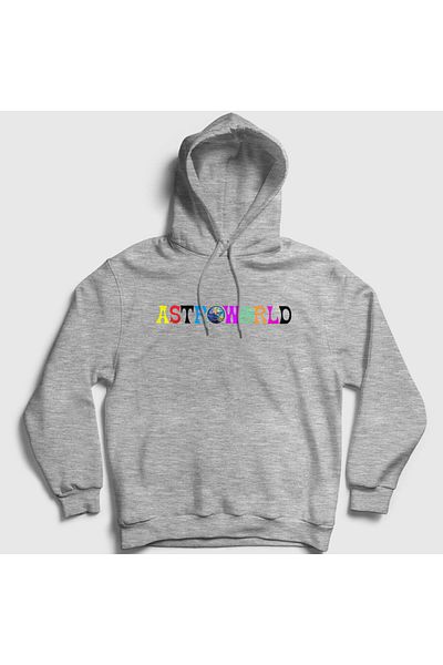 Presmono Travis Scott Astroworld Unisex φούτερ με γκρι κουκούλα - 45201tt