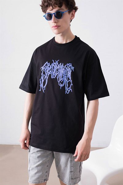 Trendiz Μαύρο μπλουζάκι Unisex Revenge Lightning
