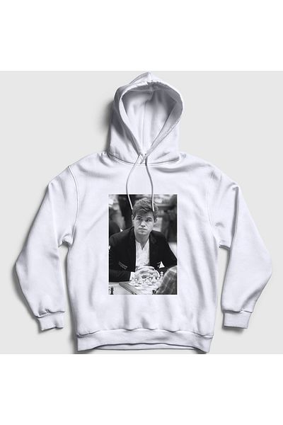 Presmono Φούτερ Magnus Carlsen Unisex με λευκή κουκούλα - Big Chess 424293 ττ