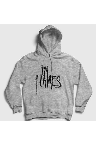 Presmono Γκρι λογότυπο In Flames Unisex φούτερ με κουκούλα - 84310tt