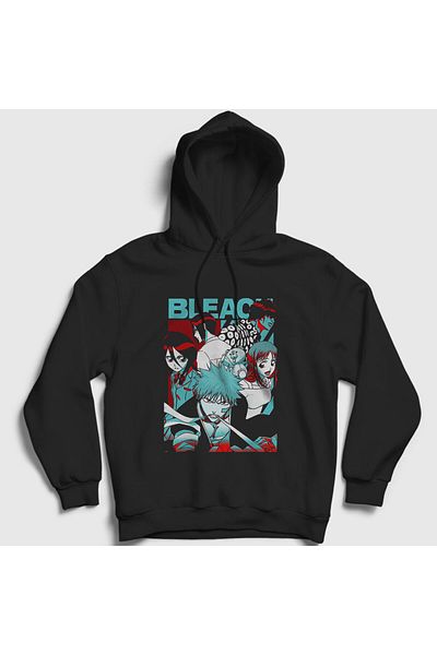 Presmono Unisex Bleach Anime Αφίσα με κουκούλα μαύρο φούτερ - 128220 ττ