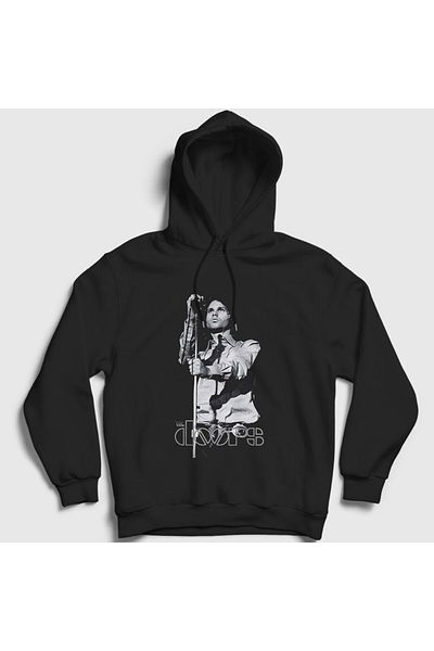 Presmono Jim Morrison The Doors Unisex Μαύρο φούτερ με κουκούλα 116037 ττ