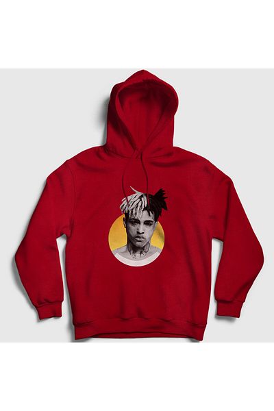 Presmono Унисекс суитшърт с качулка Sun Xxxtentacion в червен цвят - 49063tt