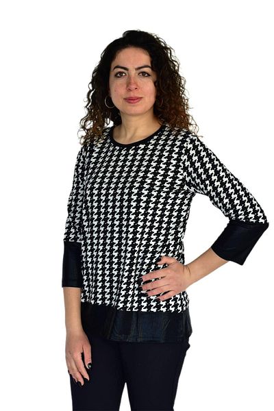 wearon tekstil Γυναικεία μπλούζα με στάμπα Houndstooth Viscon BGL-ST04280