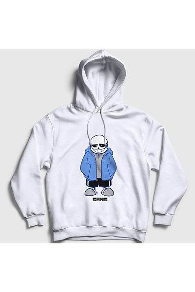 Presmono Unisex Λευκό Μπλε Παλτό - Φούτερ Sans Undertale Hooded 31854tt