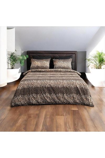 Belsina Home Комплект - Комплект за двойна завивка с леопардов шарка (калъфка за завивка и възглавница)