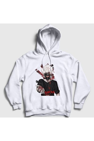 Presmono Φούτερ με λευκή κουκούλα Tokyo Ghoul Anime Unisex - 136679 ττ