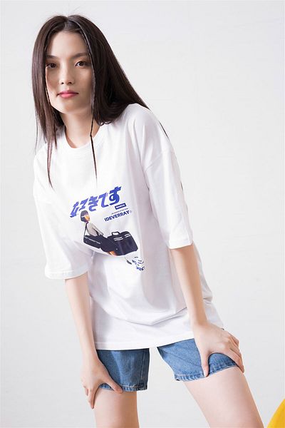 Trendiz Λευκό μπλουζάκι Unisex Harajuku Girl