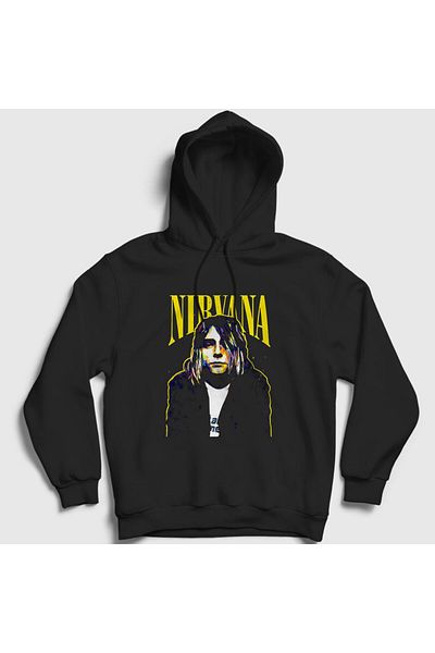 Presmono Φούτερ Cobain Nirvana Unisex Μαύρη κουκούλα - 99057tt