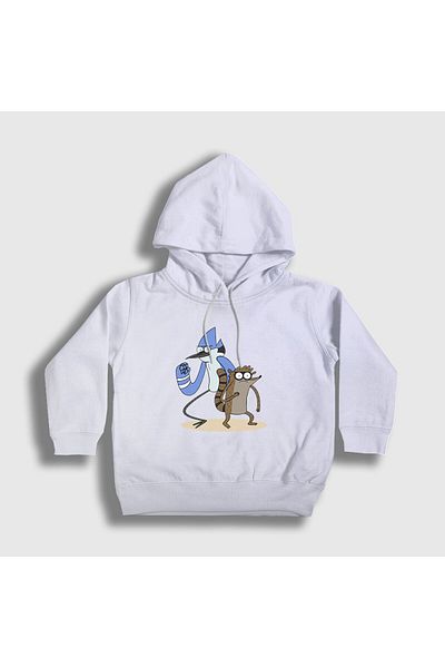 Presmono Hanorac alb cu glugă pentru copii Mordecai și Rigby unisex - 449209 tt
