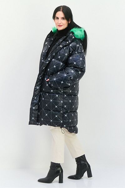 collusion Women Allover Print Puffer Jacket, Black