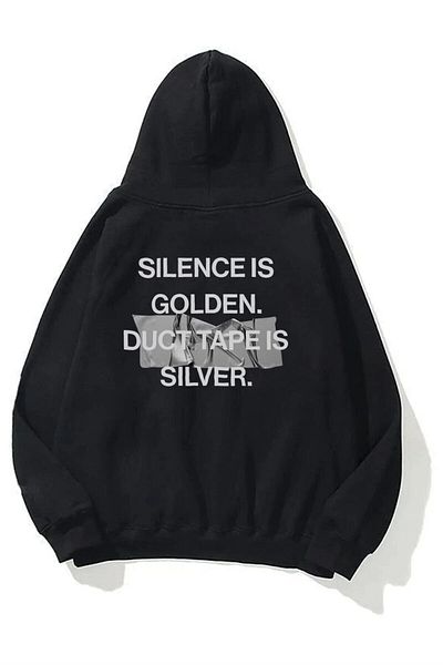 Trendiz Unisex Φούτερ με κολλητική ταινία Hoodie Μαύρο