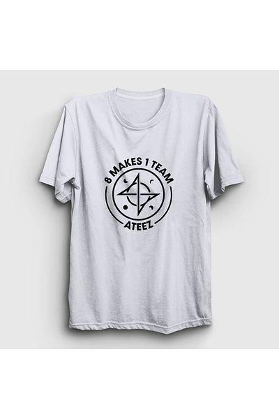Presmono Unisex White Ateez 8 Makes 1 Team T-Shirt - 430253 ττ