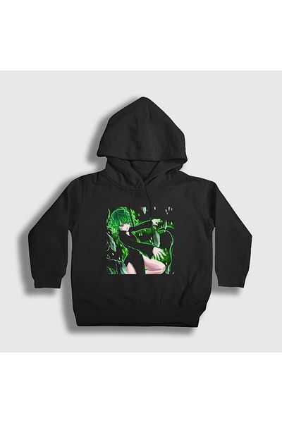 Presmono Унисекс детски аниме суитшърт с качулка в черно - One Punch Man Tatsumaki 444642tt