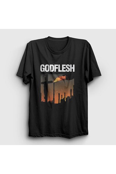 Presmono Unisex Μαύρο T-Shirt Love And Hate Godflesh 436811 ττ