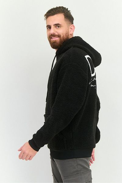 Asos Design Men Oversized Hooded Textured Long Sleeve Sweatshirt, Black