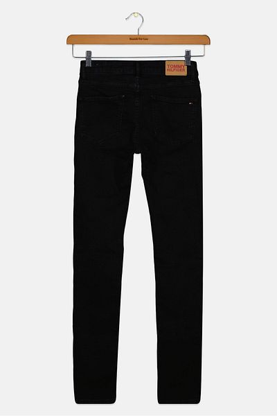 Tommy Hilfiger Kids Girl Skinny Fit Embroidered Logo Jeans, Washed Black