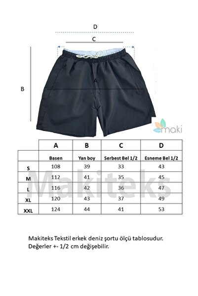 makiteks Swim Shorts - 2 Pockets, Mesh Inside, Elastic Waist and Lacing Cord