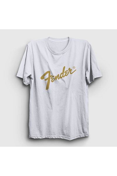 Presmono Unisex κιθαρίστας T-shirt με λευκό λογότυπο Fender - 442500 ττ
