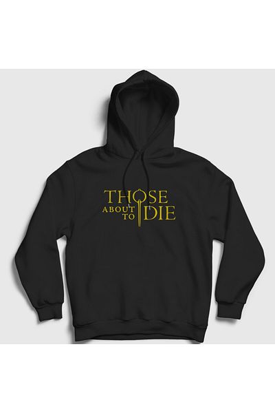 Presmono Unisex Μαύρο λογότυπο - Φούτερ με κουκούλα της σειράς «Αυτοί που θα πεθάνουν». 454038 ττ