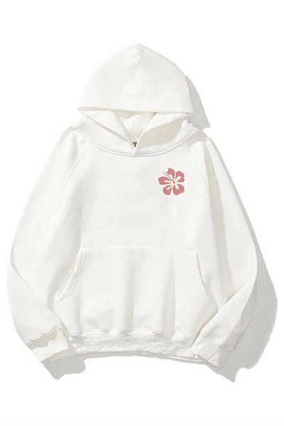 Trendiz Unisex Siesta Beach Λευκό Φούτερ Φούτερ με κουκούλα