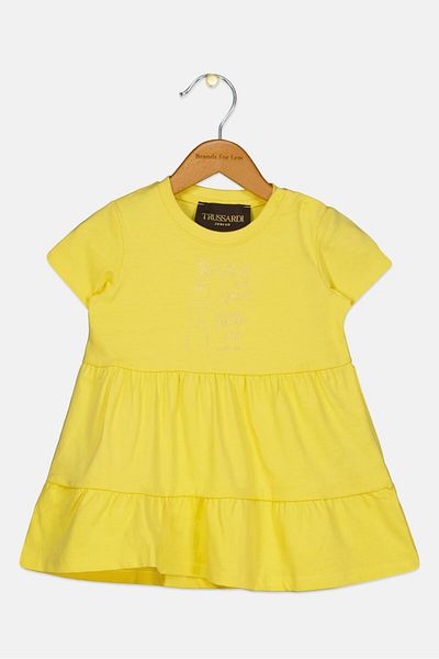 Trussardi Toddlers Girl Brand Logo Dress, Yellow