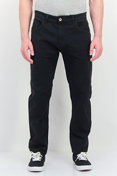 Crosshatch بنطال تشينو طويل سادة للرجال، أسود