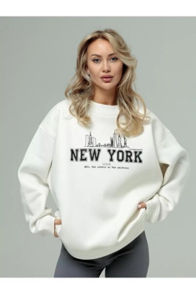 Cupla Φούτερ New York Crew Neck Unisex - Λευκό