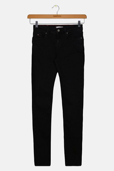 Tommy Hilfiger Kids Girl Skinny Fit Embroidered Logo Jeans, Washed Black