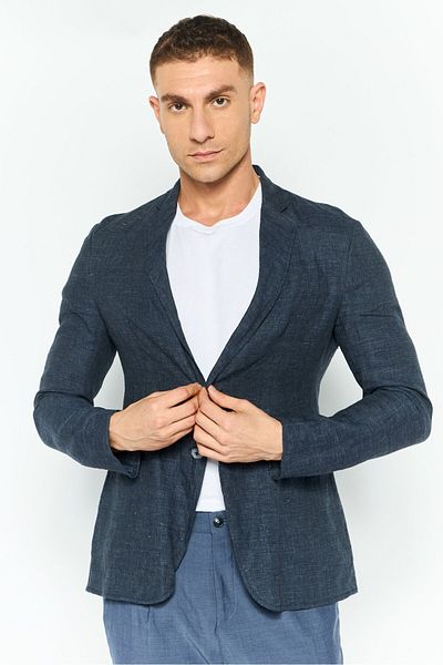 Emporio Armani Men Regular Fit Heather Formal Blazer, Dark Grey