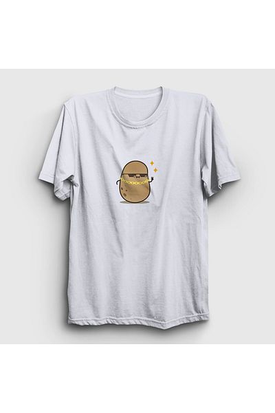 Presmono Λευκό Unisex Hip Hop Kawaii T-Shirt με πατάτες - Πλούσιο δροσερό χαριτωμένο, χαριτωμένο 449998 ττ