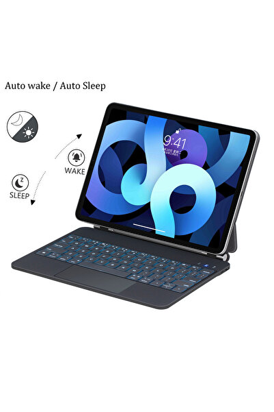 TOKQI iPad 11.Nesil A16 2025 Uyumlu Manyetik Işıklı Magic Keybord Ultra Klavye