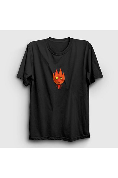 Presmono Fireboy Lover Unisex Μαύρο T-Shirt - Παιχνίδι φωτιάς και νερού 457473 ττ