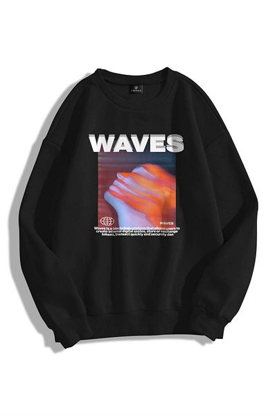 Trendiz Φούτερ Unisex Waves Crew Neck Φούτερ με κουκούλα