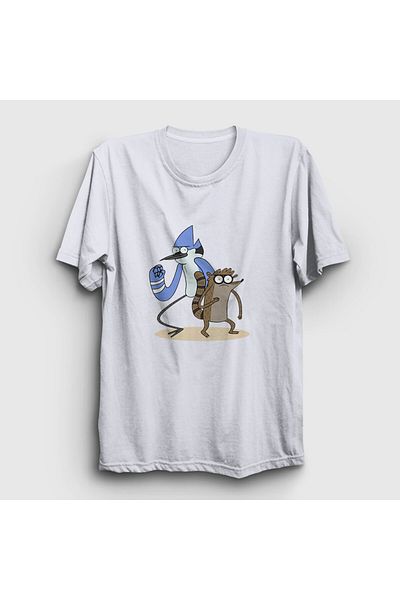 Presmono Μπλουζάκι Mordecai και Rigby Unisex White Regular Show - 449163 ττ