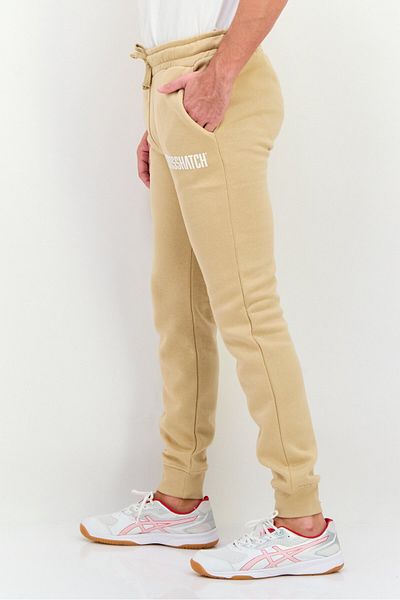 Crosshatch Men Regular Fit Brand Logo Jogger Pants, Khaki