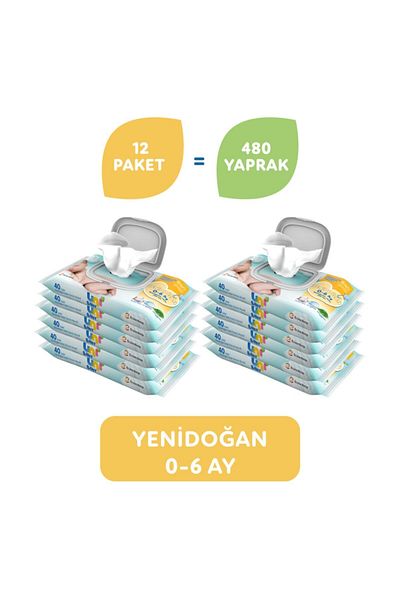 Uni Baby Set of 40 Newborn Wet Wipes (12 Pieces)