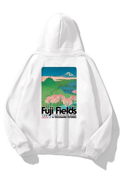 Trendiz Λευκό φούτερ Fuji Fields Unisex
