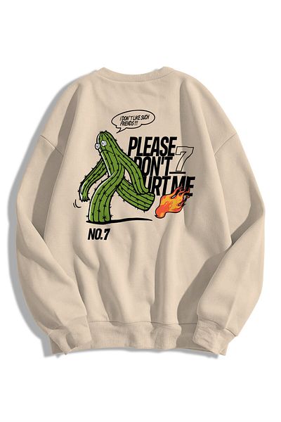 Trendiz Unisex, Please Don&#39;t Hurt Me Crew Neck Φούτερ Hoodie Stone