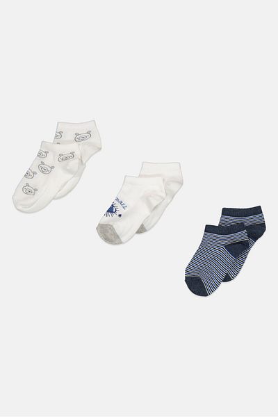 RBX Kids Boy 3 Pairs Allover Print Socks, White