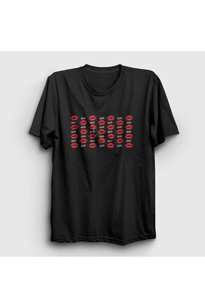 Presmono Μαύρο μπλουζάκι Unisex Kissing - Pattern 449398 ττ