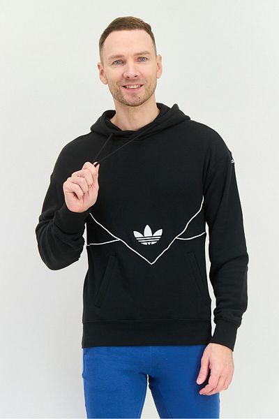 adidas Men Sportswear Fit Long Sleeves Outdoor Hooded Sweatshirt, Black