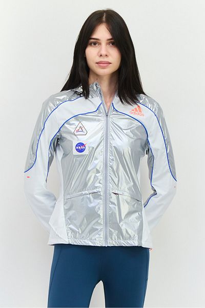 adidas Women Sportswear Fit Long Sleeve Running Jacket, Silver Combo
